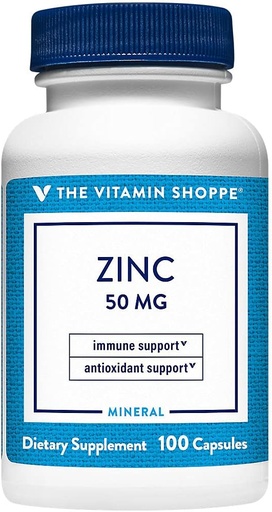 [BRSWIYTYOEDRMDD6] Zinc 50 מ"ג - תומך בתפקוד Immune & Eye Health, Highly Absorbable, Antioxidant תוסף - Daily Serve, Gluten & Milk Free כמוסות) על ידי ויטמין Shoppe