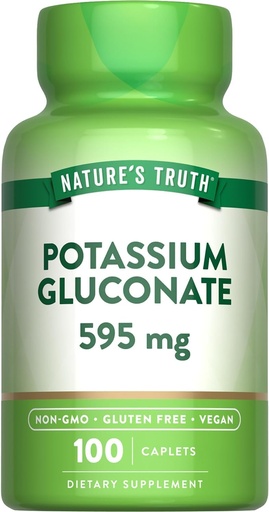 [BRSWICQ3CMOR6HLE] Nature's Truth Potassium Gluconate 595 mg Supplements, 100 Count (Pack of 3)