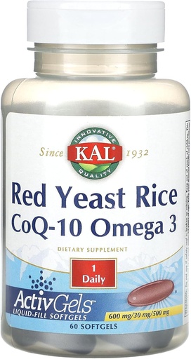 [BRSWGZTRBUAR4CA7] KAL Red Yeast Rice, CoQ-10, Omega 3, 60 Softgels