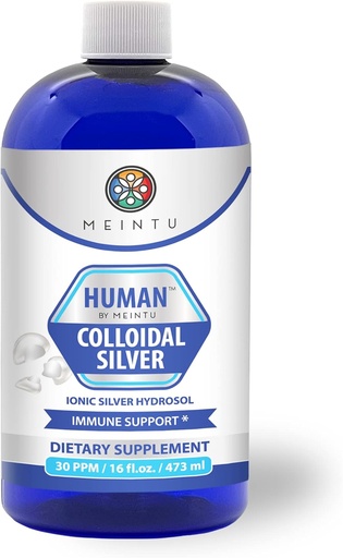 [BRSRMYIYCQPAAGQ2] HumanTM by MEINTU Ultra-Pure Koloidné striebro pre prírodnú imunitnú podporu* - 16oz - Economy Refill Size Premium Ionic Silver Hydrosol Supplement, Trezor pre dospelých, deti a domácich miláčikov