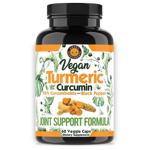 [BRSWGAY2PINGKFI2] Vegan Turmeric Curcumin with Black Pepper Extract (60 Veggie Capsules-2 Month Supply), 95% Curcuminoids - All Natural Powerful Antioxidant for Joint Support and Relief (1-Bottle)