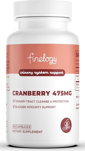 [BRSRAEABA4BRMYDZ] Cranberry Pills 475mg, 60 Vegan Capsules for Urinary Tract Health and Bladder Support, 集中Cranberry Powder, 非GMO, 无糖Cranberry 补充, 2-月供应