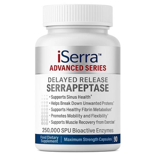 [BRSWKEDYOZYQIADY] iSerra Advanced Series Serrapeptase 250,000 SPU Per Capsule (500,000 SPU per 2 Caps) | Maximum Strength 12× Potent Serratiopeptidase | 90 Delayed-Release Vegan Capsules | Ultra-Pure Non-GMO Enzyme