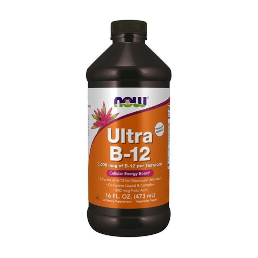 [BRSWIYA7A55A4A34] NOW Foods Supplements, Ultra B-12, Liquid, 800 mcg Folic Acid, Cellular Energy Production*, 16-Ounce