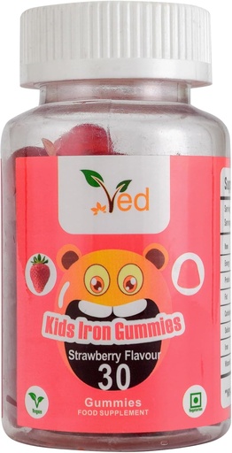 [BRSROAIOOQFWA3LK] Ved Kids Iron Gummies for Iron Supplement, Energy & Immune System – Vegan - 15 Days Supply, 30 Chewable Kids Vitamins Gummies.(15 Days Supply)