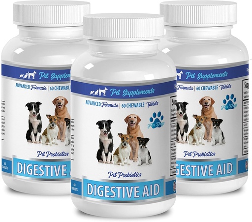 [BRSWGBAQCUNQ4DT4] PET SUPPLEMENTS & NUTRITION LLC Pastillas de gas can - PROBIOTICOS AID Dog Digestive - Enfoque natural - Solución ao mal alento e gas - Counter Diarrea - Can Bad Breath Chews - 3 Bottles (180 Treats)