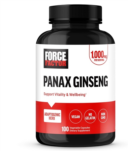 [BRSRAEATDEHBEETJ] FORCE FACTOR Panax Ginseng Adaptogenic Korean Ginseng Supplement to Support Energy, Clarity, and Well Being, Non-GMO, Vegan-Friendly, Premium Quality, 100 Capsules
