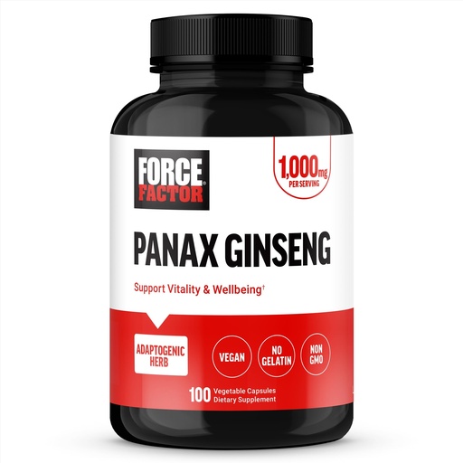 [BRSRAEATDEHBEETJ] Force Factor Panax Ginseng Adaptogenic Korean Ginseng Supplement to Support Energy, Clarity, and Well Being, Non-GMO, Vegan-Friendly, Premium Quality, 100 Capsules
