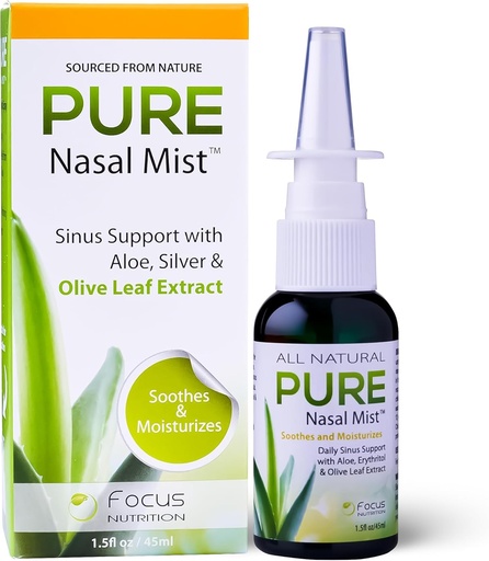 [BRSWIYATA4BQI3D4] 1.5oz | Sinus Relief Nasal Spray | Soothe and Moisturize Your Nose | Silver Nasal Spray with Aloe, Erythritol, and Olive Leaf Extract