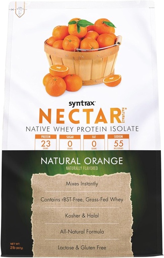 [BRSW2FLRCEGQOCDA] Syntrax Nectar Naturals, All Natural Wheey Protein Isolate, Hladké a šťavnaté, Natural Orange, 2 libier.