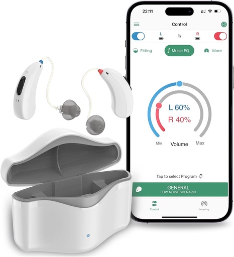 [BRSRAGD6BV6R6DL5] Hearing Aids for Seniors Rechargeable, RIC 16 Channel Hearing Aid with Bluetooth for Adults, Senior Hearing Aids with Smart Noise Cancellation, Digital Hearing Aid Device with APP Control, White