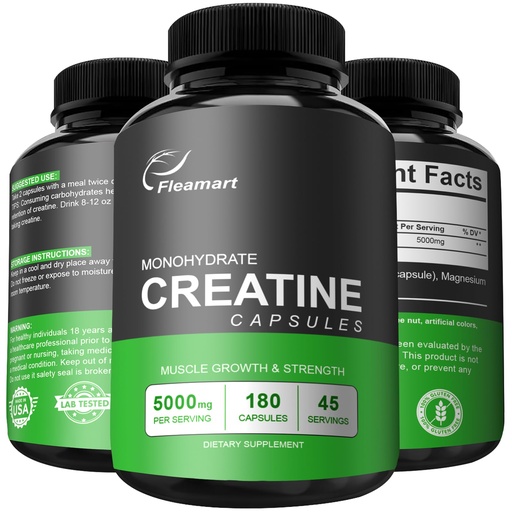 [BRSRA2QCDEFBQHI4] Micronized Creatine Monohydrate Capsules, Keto Friendly, 5000mg, 180 Capsules, Creatine Monohydrate Pills Third Party Tested, Manufactured in The USA, Non-GMO, Gluten Free, Vegan Safe
