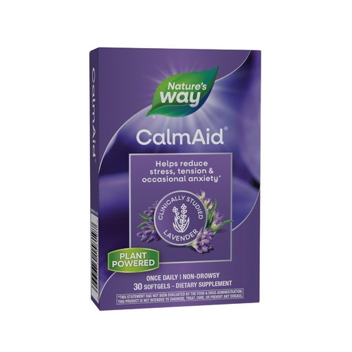 [BRSWIZI5DIIGME3M] Nature's Way CalmAid Lavender Oil Supplement for Calm & Stress Support*, Clinically Studied Silexan Lavender Oil, Non-Drowsy, Daily Softgels, 30 Count