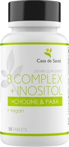 [BRSROEL2CN5WADI6] Casa de Sante Low FODMAP Vitamin B-100 Complex + Inositol + Choline & PABA, Vegan