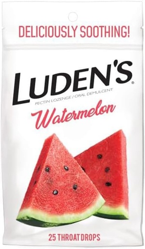 [BRSWG2YECQGRECDJ] Luden's Soothing Throat Drops, Watermelon, 25 ct (Pack of 1)