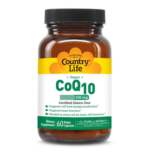 [BRSWIYT3OMAB6ELE] Country Life Simply CoQ10 100mg – Supports Heart Function & Cellular Energy, Vegan Softgels, Certified Gluten-Free, Non-GMO Supplement, 60 ct – Cardiovascular Health Support