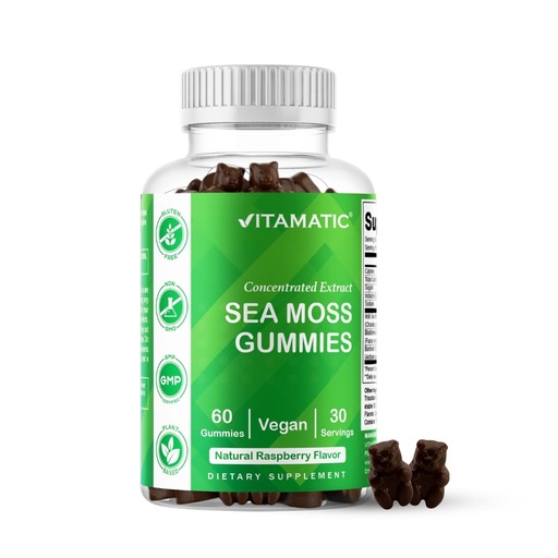 [BRSW2AQCOB7GMELZ] Vitamatic Irish Sea Moss Gummies with Bladderwrack & Burdock Root – Botanical Extract Supplement – Vegan, Non-GMO – 60 Count