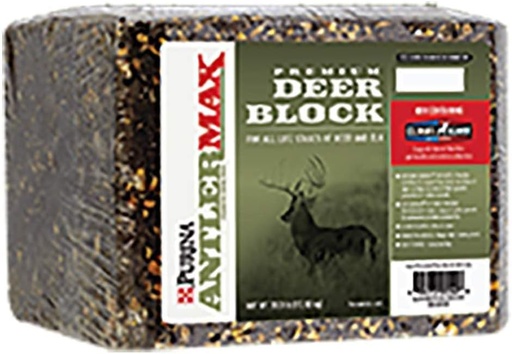 [BRSWYZT7OB5AM337] Purina AntlerMax . bloco de alimentação de veado resistente à água .. Enriquecimento da dieta para crescimento de formigas .. 33 libras (33 libras) bloco