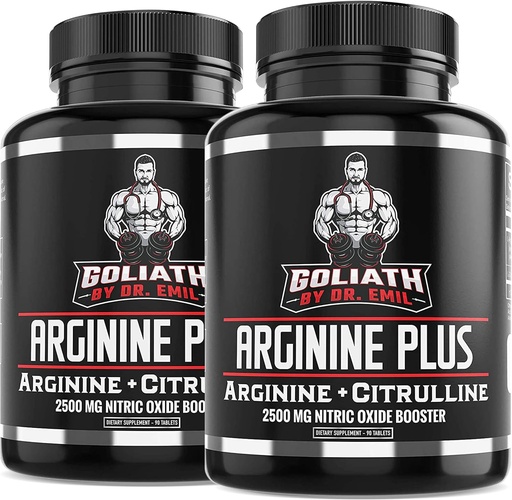 [BRSRMCA6DIHRQG3V] Dr. Emil's ARGININE Plus - L Arginine + L Citrulline - 2500 MG High Dose NO Booster Tablets - Nitric Oxide Supplement for Vascularity and Heart Health (Arginine AAKG and Citrulline Malate 2:1)