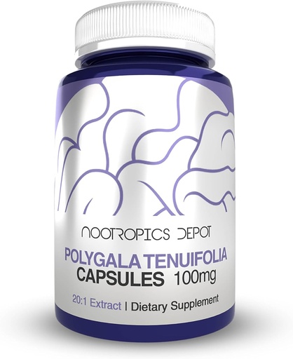 [BRSWECQOCMFAIA3P] Nootropics Depot Polygala tenuifolia Capsules | 100mg | 90 Count | 20:1 Extract | Yuan Zhi | Promotes Cognitive Function, Learning and Memory | Supports Healthy Stress Levels | Adaptogen Supplement