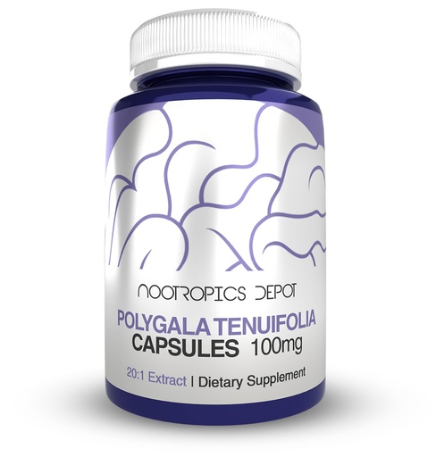 [BRSWECQOCMFAIA3P] Nootropics Depot Polygala tenuifolia Capsules | 100mg | 90 Count | 20:1 Extract | Yuan Zhi | Promotes Cognitive Function, Learning and Memory | Supports Healthy Stress Levels | Adaptogen Supplement