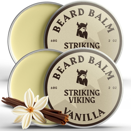 [BRSW2AQPBBYGGFYV] Striking Viking Beard Balm for Men - Leave in Beard Conditioner - Styling Balm Made with Naturally Derived Beard Butter, Argan & Jojoba Oils (2 Ounce (Pack of 2), Vanilla 2 Pack)