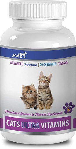 [BRSWGGT2DFYQ4CDU] cat Vitamins for Shedding - Ultra Vitamins for Cats - Healthy Minerals and Vitamins Formula - Chews - cat Calcium Supplement - 1 Bottle (90 Treats)