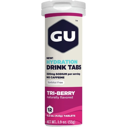 [BRSWYH37PIDWO33K] GU Hydration Drink Tabs, Три-Берри, 8 коробок по 8 графов