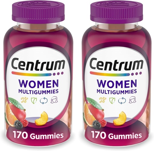 [BRSRAY3ROEIQ4A32] Centrum MultiGummies Gummy Multivitamin for Women, Multivitamin/Multimineral Supplement with Vitamin D3, B Vitamins and Antioxidants, Assorted Fruit Flavor - 170 Count (Pack of 2)