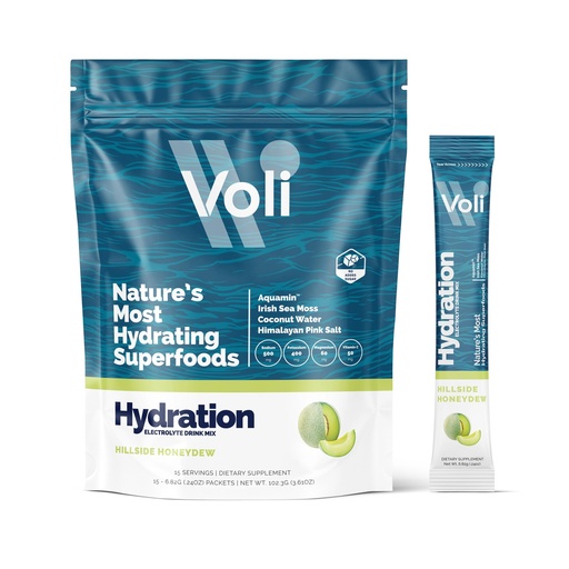 [BRSROA3YO55ROCT4] Voli Electrolytes Powder Packets | No Added Sugar Electrolyte Drink Mix for Hydration | Keto & Fasting Friendly, Natural Superfoods & Minerals | Honeydew, 15-Count