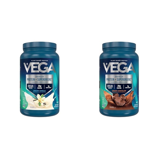 [BRSWYZIKOB4GED3H] Vega Protein & Greens Bundle, Chocolate + Vanilla (25 Servings Each) - Plant Based Protein Powder, Keto-Friendly, Gluten Free, Non Dairy, Vegan, Non Soy, Non GMO, Lactose Free