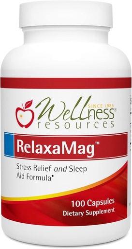 [BRSWI2Q3AQBWMFTC] Wellness Resources RelaxaMag - con Magnesium Glycinate para el sueño, el estrés y la relajación - High Potency 100mg Elemental Magnesium Per Capsule (100 cápsulas)