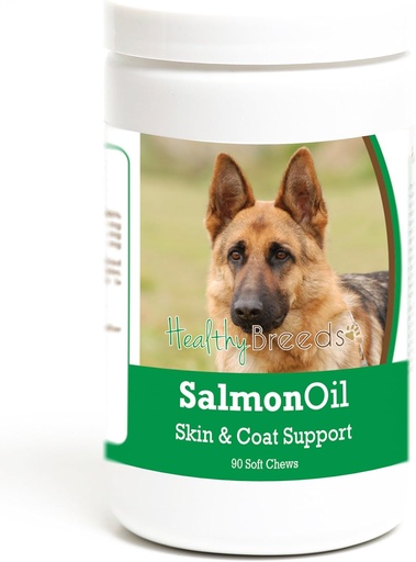 [BRSWGEICBAMGOALD] Veselīgas šķirnes Vācu aitu Salmon Oil Soft Chews 90 Count