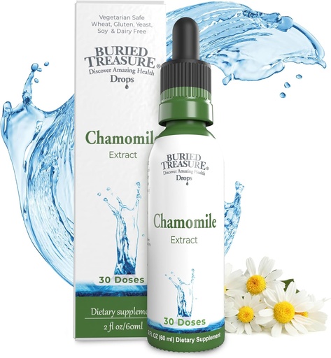 [BRSROCQOA4NG2YDA] Buried Treasure Chamomile Drops – 30 Servings, 2oz, Liquid Herbal Calm Supplement for Relaxation Support, No Sugar Added
