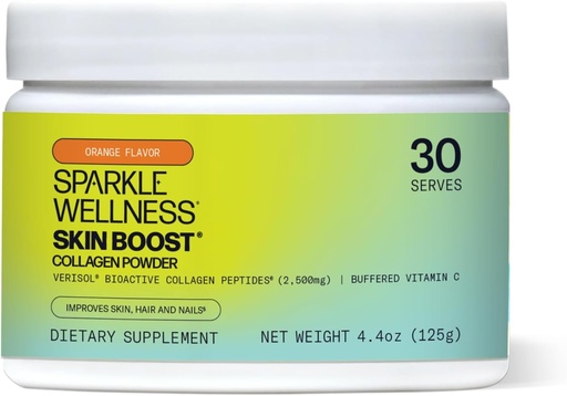 [BRSWKHALDJ7WCYI4] Sparkle Wellness VERISOL Bioactive Hydrolyzed Collagen Peptides | Collagen Powder Supplement with Vitamin C for Skin, Hair & Nail Health | Skin Boost (Orange) [30-Serves]