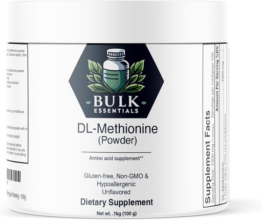 [BRSRAEADPMBAOFY6] DL-Methionine Powder - Methionine Supplement - Amino Acids Supplement - Choline Supplement - 1000mg per Serving - 100g