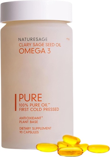 [BRSW2AYTCIFQYHL6] Vegan Omega 3 Capsule Supplement, Plant-Based Omega 3 Fish Oil Alternative, 90 Capsules – Cold Pressed from Clary Sage Seed – Kosher - Omega 3 Fatty Acid Supplement