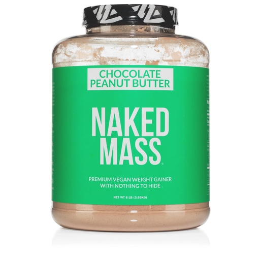 [BRSROHQEOV7QKCLA] NAKED Vegan Mass - Chocolate Peanut Butter - 1,290 Calories, Nothing Artificial, All Natural Chocolate PB Weight Gainer Protein Powder, Non-GMO, Soy & Gluten Free - 8LB Bulk - 11 Servings