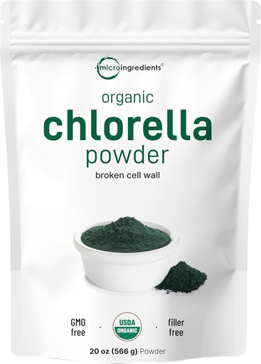 [BRSWKHAKC4JQOCLL] Micro Ingredientes Pólvora de Clorella orgánica, 20 onzas ← Muralla de células rotas para la absorción completa ← Suplemento de Superalimentos crudos, rico en proteínas y vitaminas  durable Non-GMO, vegano, no irradiado