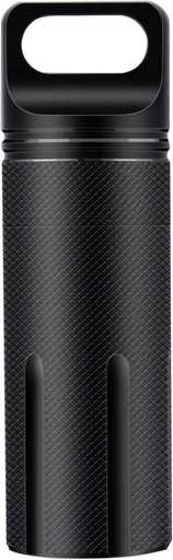 [BRSROCQBOUORQH3U] SHD Lauko EDC pill Box konteineris, Black Aluminum Alloy Single Chamber Kapsulė Vandeniui nepralaidi pilio laikiklis Byla žygiai Kempingai