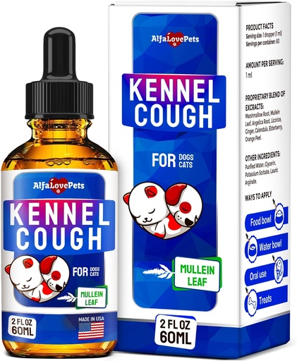 [BRSROGI3BUAWYDTV] Kennel Cough Treatment for Dogs & Cats – Dog Cough Suppressant Helps with Allergies, Runny Nose, Sneezing – for All Breeds & Sizes – Mullein Leaf and Calendula – 2 Oz