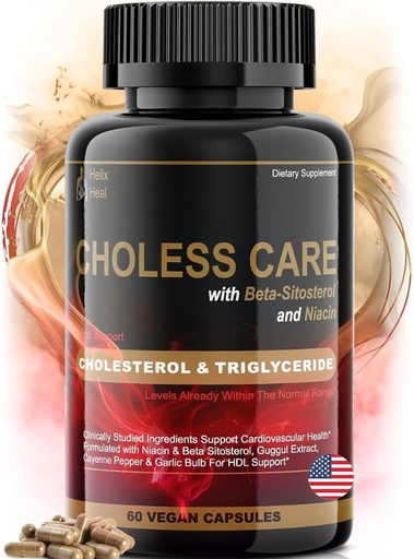 [BRSWYHYFOJ5AYG3U] Kolesterooli lisand - triglütseriidide tugikapslid w. Orgaaniline, lõhnatu küüslauk, Cayenne Pepper, taimsed steroolid normaalse HDL-i ja LDL-kolesterooli taseme toetamiseks w. antioksüdant Niatsiin (vitamiin B3)