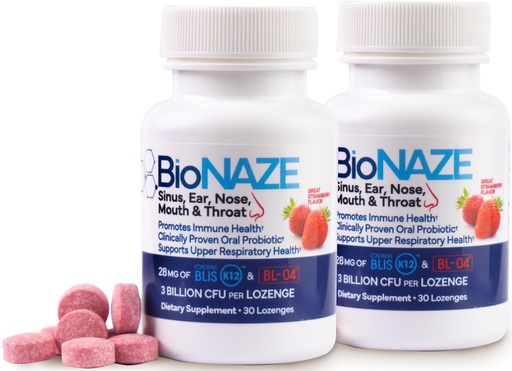 [BRSW2EAEAABQGYDL] BioNaze Oral Probiotic BLIS K12 & BL-04 for Sinus, Tonsil Stones, Bad Breath, Post Nasal Drip, Throat & Mouth. Improve Upper Respiratory Health with Clinically Proven Oral Probiotics (2 Pack)