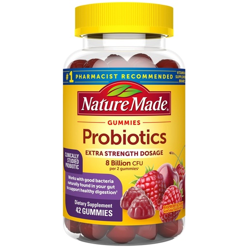 [BRSWGEA6BUIRSDY4] Nature Made Probiotics Extra Strength Dosage, Probiotics for Women and Men 8 Billion CFU per 2 Gummies, 42 Probiotic Gummies, 21 Day Supply