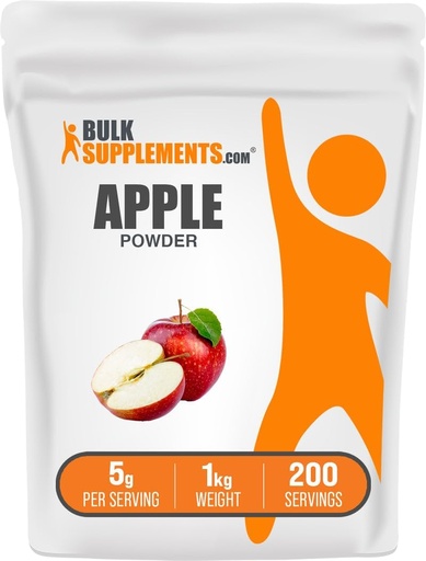 [BRSWY2T2BMBR4F34] BulkSupplements.com Apple Powder - Apple Fruit Powder, Fiber Supplement for Digestive Support - Natural & Gluten Free, 5g per Serving, 1kg (2.2 lbs) (Pack of 1)