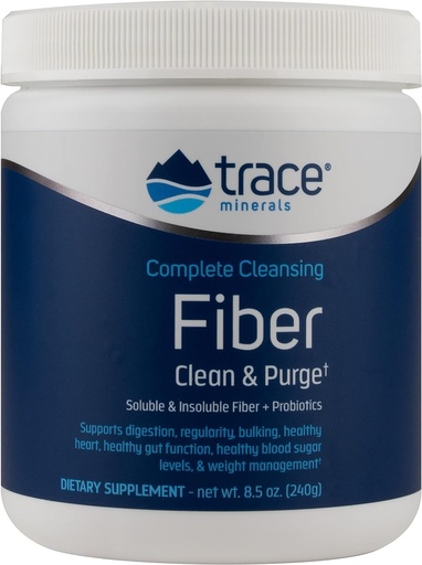 [BRSWIYQIBYOGIFTI] Trace Minerals Complete Cleansing Fiber - Fiber Supplement for Gut Health Support - Drink Mix Powder to Aid Healthy Digestion - Soluble & Insoluble Fiber Formula with Probiotics - 8.5 oz (30 Servings)
