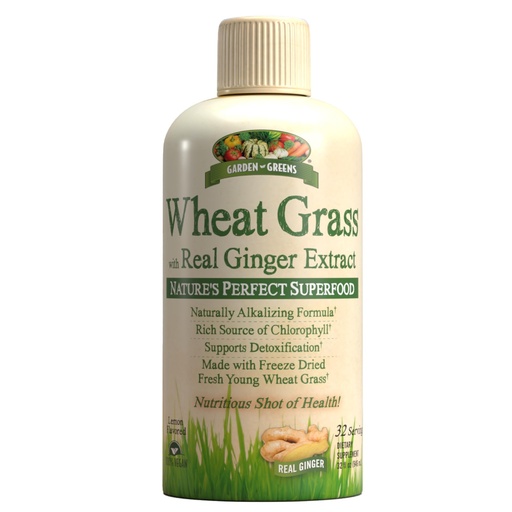 [BRSWKGYCBUHGOCTK] Garden Greens Wheat Grass Liquid with Real Ginger Extract, Nature's Perfect Superfood, 32 servings