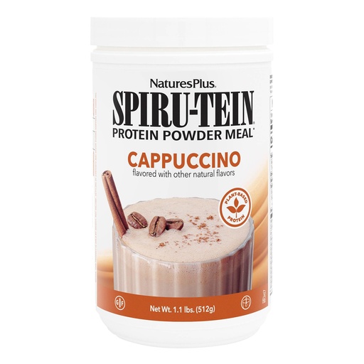 [BRSWIYQMBUMREALM] NaturesPlus SPIRU-TEIN, Cappuccino - 1.1 lbs - Plant-Based Protein Shake - Non-GMO, Vegetarian, Gluten Free - 16 Servings