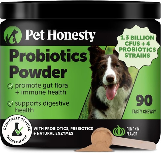 [BRSROCQDB4IRGHIU] Pet Honesty All-Natural Probiotic & Pumpkin Powder Dog Supplement - Prebiotics, Probiotics, Enzymes & Antioxidants for Healthy Gut Flora, Digestion & Immunity (90 Scoops)