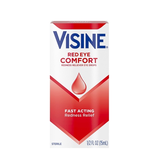 [BRSWY2YLBMNR6335] Visine Red Eye Comfort Redness Relief Eye Drops to Help Relieve Red Eyes Due to Minor Eye Irritations Fast, Tetrahydrozoline HCl, 0.5 fl. oz